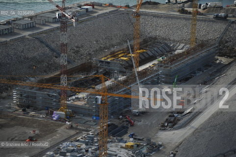 VENEZIA 13/12/10 FOTO AEREE AI LAVORI IN CORSO  PER LA COSTRUZIONE DELLE DIGHE MOBILI ALLA BOCCA DEL PORTO DI CHIOGGIA ©Graziano Arici/Rosebud2 CONSORZIO VENEZIA NUOVA