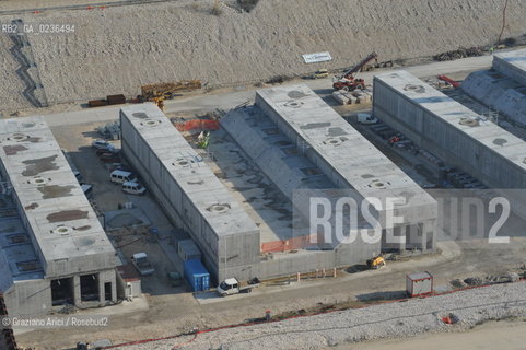 VENEZIA 13/12/10 FOTO AEREE AI LAVORI IN CORSO  PER LA COSTRUZIONE DELLE DIGHE MOBILI ALLA BOCCA DEL PORTO DI LIDO ©Graziano Arici/Rosebud2 CONSORZIO VENEZIA NUOVA