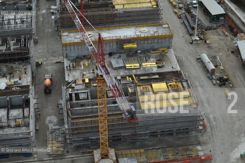 VENEZIA 13/12/10 FOTO AEREE AI LAVORI IN CORSO  PER LA COSTRUZIONE DELLE DIGHE MOBILI ALLA BOCCA DEL PORTO DI MALAMOCCO ©Graziano Arici/Rosebud2 CONSORZIO VENEZIA NUOVA