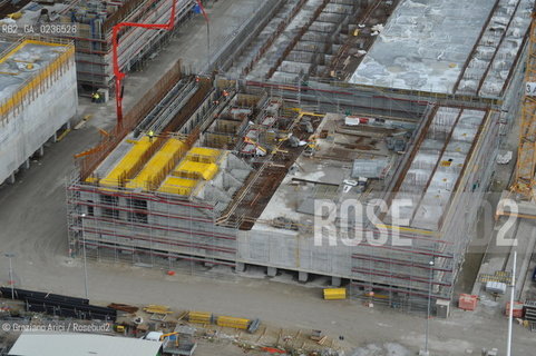 VENEZIA 13/12/10 FOTO AEREE AI LAVORI IN CORSO  PER LA COSTRUZIONE DELLE DIGHE MOBILI ALLA BOCCA DEL PORTO DI MALAMOCCO ©Graziano Arici/Rosebud2 CONSORZIO VENEZIA NUOVA