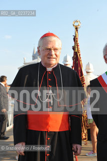 Venice 16/7/11  - The cardinal Angelo Scola with the Major of Veneice Orsoni over the Boat-Bridge in Giudecca Canal for the Redentore Feast festa fuochi dartificio ©Graziano Arici/Rosebud2