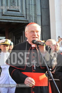Venice 16/7/11 - The cardinal Angelo Scola over the Boat-Bridge in Giudecca Canal for the Redentore Feast festa fuochi dartificio ©Graziano Arici/Rosebud2