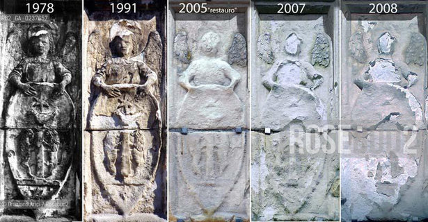 Venezia - Conseguenze dellinquinamento atmosferico sui marmi e sui monumenti ©Graziano Arici/Rosebud2 PER LE FOTO STAMPE O NEGATIVI CHE NON HANNO TIMBRO DI COPYRIGHT ..LArchivio Arici non è riuscito ad avere informazioni sullautore di questa foto. Siamo comunque a disposizione di qualunque avente diritto per riconoscere eventuali proprietà intellettuali che non sia stato possibile fin qui attribuire. .Qualora si fosse inavvertitamente leso qualsiasi diritto di riproduzione, si prega di contattare lArchivio che provvederà a rimuovere le immagini in questione..La cessione dei diritti di questa immagine si intende per quanto di nostra competenza. Non comprende invece le eventuali spese  relative a diritti che potranno essere richiesti dagli Enti o persone fisiche cui appartengono eventualmente i soggetti  ripresi. Tali costi, ove necessari, e l’espletamento di qualsivoglia pratica di richiesta di concessione del permesso di pubblicazione sono esclusivamente a carico e a cura del soggetto acquirente di questa immagine.