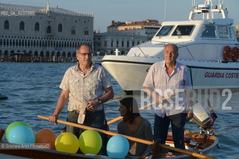 Venice 16/09/2012 -  Demonstration against  the great cruise liners in front of St.Mark - manifestazione del Comitato contro le Grandi Navi davanti al bacino di S.Marco nave Michele e Stefano Boato  ©Graziano Arici/Rosebud2