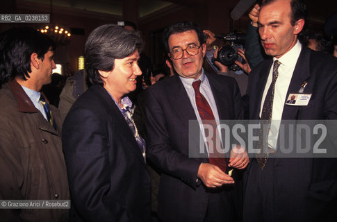 Caffe Pedrocchi,Padova,1988.Il politico ed economista italiano Romano Prodi con Rosy Bindi.Politica politico economista .Caffe Pedrocchi,Padua,1988.The italian politician and statesman Romano Prodi with Rosy Bindi ©Graziano Arici/Rosebud2