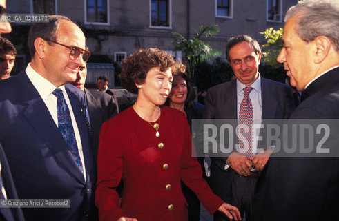Venezia,1994.Regata storica di Venezia.Ritratto del Presidente delle Camera Irene Pivetti del partito della Lega Nord.Politica presidente camera partito.Venice,1994.Portrait of the President of the Italian Chamber of Deputies Irene Pivetti of the Lega Nord Party ©Graziano Arici/Rosebud2