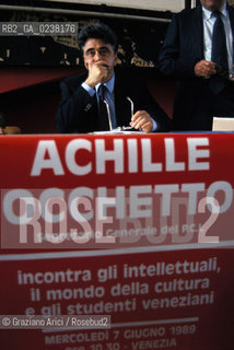 Venezia,1990. Il politico Achille Occhetto ultimo segretario del Partito Comunista Italiano (1988-1991) e successivamente segretario del PDS(1991-1994).Politica partito comunista segretario.Venice,1990.The Italian politician Achille Occhetto the last secretary of Italian Communist Party and then secretary of Pds ©Graziano Arici/Rosebud2