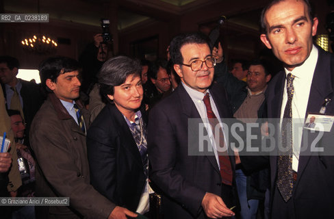 Padova,1988.Il politico ed economista italiano Romano Prodi con la politica Rosy Bindi.Politica politico economista .Padua,1988.The italian politician and statesman Romano Prodi with the Italian Politician Rosy Bindi  ©Graziano Arici/Rosebud2