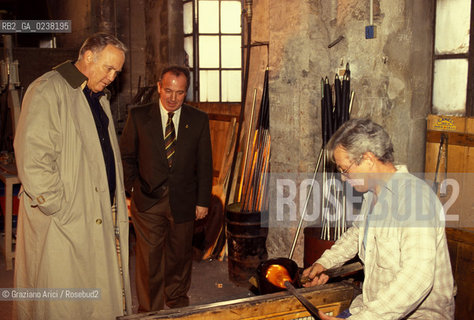 Venezia,1995.Ritratto del generale dellesercito americano durante la guerra Usa-Iraq Norman Schwarzkopf in una fornace per il vetro.Ritratto guerra golfo generale esercito politica .Venice,1995.Portrait of the United States Army general, was commander of the Coalition Forces in the Persian Gulf War of 1991 in Venice ©Graziano Arici/Rosebud2
