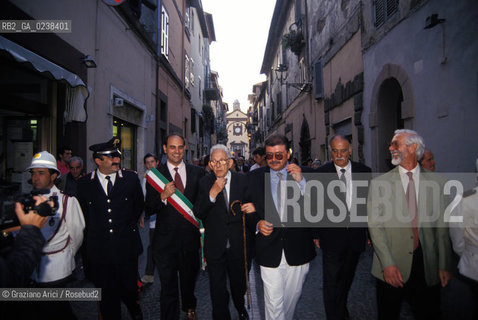 Zagarolo, 1994.festa per i 90 anni del compositore Goffredo Petrassi. Musica compositore musica contemporanea ritratto compleanno festa.Zagarolo, 1994. Birthdays party for the contemporary composer Goffredo Petrassi ©Graziano Arici/Rosebud2