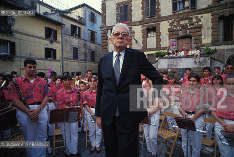 Zagarolo, 1994.festa per i 90 anni del compositore Goffredo Petrassi. Musica compositore musica contemporanea ritratto compleanno festa.Zagarolo, 1994. Birthdays party for the contemporary composer Goffredo Petrassi ©Graziano Arici/Rosebud2
