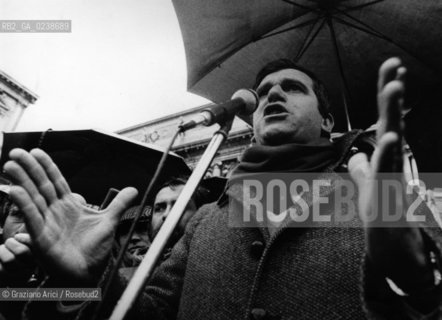 -Venezia,1978. Il politico e sindacalista Segretario generale della UIL, Giorgio Benvenuto, durante una manifestazione. Politica politico sindacato sindacalista manifestazione ritratto.-Venice,1978 .Portrait of the politician Giorgio Benvenuto, during a demonstration ©Graziano Arici/Rosebud2  astga ©Graziano Arici/Rosebud2