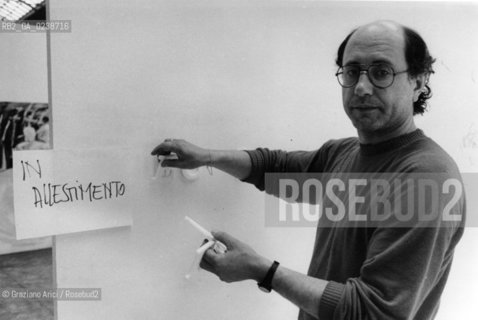 -Venezia,1982. Ritratto del critico Tommaso Trini. Arte critica critico ritratto.-Venice,1982.Portrait of the art critic Tommaso Trini ©Graziano Arici/Rosebud2  astga ©Graziano Arici/Rosebud2