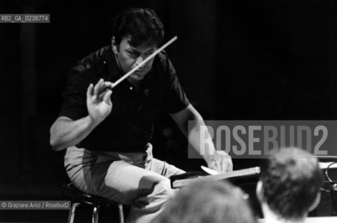 -Venice,1990. Ritratto del direttore dorchestra Zubin Mehta durante un concerto.  Musica Classica Direttore Orchestra ritratto .-Venice,1990. Portrait of the conductor Zubin Mehta during a concert ©Graziano Arici/Rosebud2  astga ©Graziano Arici/Rosebud2
