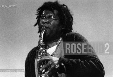-Venezia,1996. Ritratto del sassofonista Anthony Braxton durante un concerto.Musica Sassofonista sassofono compositore Jazz ritratto.-Venice,1996. Portrait of the composer and saxophonist  Anthony Braxton during a concert ©Graziano Arici/Rosebud2  astga ©Graziano Arici/Rosebud2