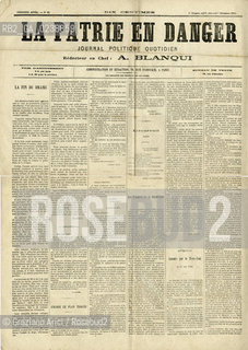-Parigi, 1870. Pagina del quotidiano politico La patrie en danger, diretto da Louis Auguste Blanqui,.n°87, mercoledì 7 dicembre 1870,50x60cm circa. Parigi comune fotoantiche giornale quotidiano politica.-Paris,1870. Page from the political newspaper La patrie en danger, directed by Louis Auguste Blanqui,n°87, dated 7 december 1870,50x60cm © Archivio Graziano Arici