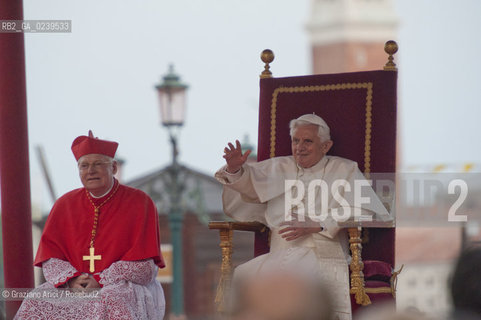 Venice 7/5/11 - Benedict XVIs visit to the Diocese of the Northeast: Pope Ratzinger visit the city of Venice in S.Marks Place with the Cardinal Scola papa piazza s.marco ©Graziano Arici/Rosebud2