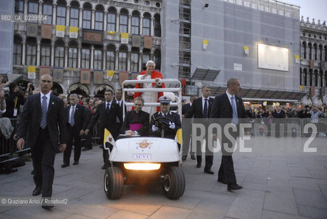 Venice 8/5/11 - Benedict XVIs visit to the Diocese of the Northeast: Pope Ratzinger visit the city of Venice in S.Marks Place with the Cardinal Scola papa piazza s.marco ©Graziano Arici/Rosebud2