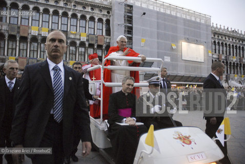 Venice 8/5/11 - Benedict XVIs visit to the Diocese of the Northeast: Pope Ratzinger visit the city of Venice in S.Marks Place with the Cardinal Scola papa piazza s.marco ©Graziano Arici/Rosebud2