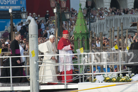 Venice 8/5/11 - Benedict XVIs visit to the Diocese of the Northeast: Pope Ratzinger visit the city of Venice in S.Marks Place with the Cardinal Scola papa piazza s.marco ©Graziano Arici/Rosebud2