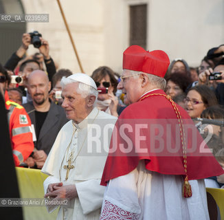 Venice 8/5/11 - Benedict XVIs visit to the Diocese of the Northeast: Pope Ratzinger visit the city of Venice in S.Marks Place with the Cardinal Scola papa piazza s.marco ©Graziano Arici/Rosebud2