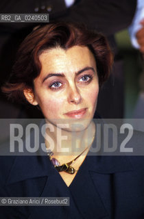 Treviso,1993.Donatella Di Rosa - Lady Golpe, durante conferenza stampa.Politica Scandalo Lady Golpe colpo di Stato Esercito.Treviso,1993. Donatella di Rosa -Lady Golpe ,during a press conference. Policy political Scandal Lady Golpe Coup dEtat ©Graziano Arici/Rosebud2