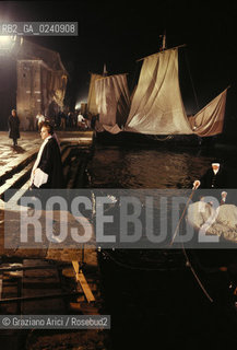 - Venezia,1979.Riprese del film Don Giovannidi Joseph Losey.Larrivo di Leporello alla chiesa del Redentore.Cinema film Don Giovanni set backstage Redentore .- Venice,1979. Backstage of the film Don Giovanni  ©Graziano Arici/Rosebud2.