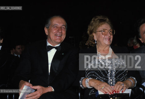 -Venezia,1990. Luigi Lucchini, imprenditore, e la moglie. Economia imprenditore ritratto   .-Venice,1990.Luigi Lucchini, entrepreneur, and his wife ©Graziano Arici/Rosebud2