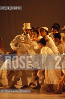 -Venezia,1981. Biennale Musica. Il balletto pantomima  Le Bal Mirò, opera di Silvano Bussotti. Musica Danza Mirò balletto coreografia scenografia contemporaneo.-Venice,1981. Music Biennale. The ballet Le Bal Mirò, by Silvano Bussotti ©Graziano Arici/Rosebud2
