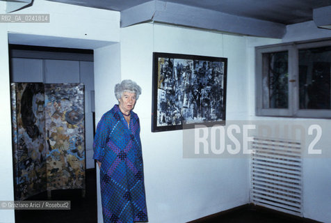 Venezia,1979.Palazzo Venier dei Leoni.Ritratto della collezionista darte Peggy Marguerite Guggenheim nella sua casa - Collezione Peggy Guggenheim.Arte collezionista ritratto casa collezione Museo Ritratto .Venice,1979.Palazzo Venier dei Leoni.Portrait of the art collector Peggy Marguerite Guggenheim at home ©Graziano Arici/Rosebud2  astga ©Graziano Arici/Rosebud2