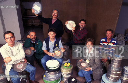 Pordenone,1996. Le giornate sul cinema muto: il gruppo organizzatore delle 5 giornate. Cinema muto film silent festival organizzatore ritratto.Pordenone,1996. days of silent films: the group that organized the Festival    ©Graziano Arici/Rosebud2