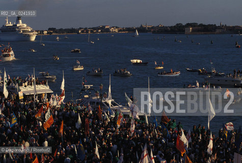 -Venezia,1997.Manifestazione della Lega Nord a Venezia. politica partito nord manifestazione corteo -Venice,1997:Demonstration of Lega Nord Party in Venice ©Graziano Arici/Rosebud2