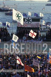 -Venezia,1997.Manifestazione della Lega Nord a Venezia. politica partito nord manifestazione corteo -Venice,1997:Demonstration of Lega Nord Party in Venice ©Graziano Arici/Rosebud2