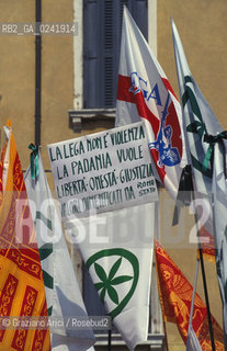 -Venezia,1997.Manifestazione della Lega Nord a Venezia. politica partito nord manifestazione corteo -Venice,1997:Demonstration of Lega Nord Party in Venice ©Graziano Arici/Rosebud2