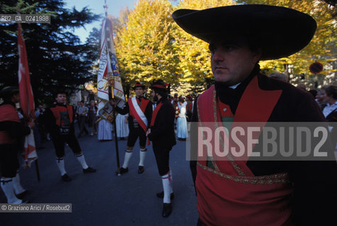 -1990. Alto Adige, Merano: Schützen (schuetzen), corpo paramilitare altoatesino. Geo Sudtirolo altoadige corpo politica para militare movimento soldato militare -1990, Alto Adige-Südtirol, Meran: Schützen (schuetzen), paramilitary corp ©Graziano Arici/Rosebud2