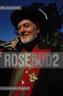 -1990. Alto Adige, Merano: Schützen (schuetzen), corpo paramilitare altoatesino. Geo Sudtirolo altoadige corpo politica para militare movimento soldato militare -1990, Alto Adige-Südtirol, Meran: Schützen (schuetzen), paramilitary corp ©Graziano Arici/Rosebud2