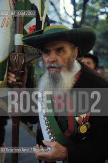 -1990. Alto Adige, Merano: Schützen (schuetzen), corpo paramilitare altoatesino. Geo Sudtirolo altoadige corpo politica para militare movimento soldato militare -1990, Alto Adige-Südtirol, Meran: Schützen (schuetzen), paramilitary corp ©Graziano Arici/Rosebud2