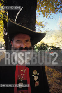 -1990. Alto Adige, Merano: Schützen (schuetzen), corpo paramilitare altoatesino. Geo Sudtirolo altoadige corpo politica para militare movimento soldato militare -1990, Alto Adige-Südtirol, Meran: Schützen (schuetzen), paramilitary corp ©Graziano Arici/Rosebud2