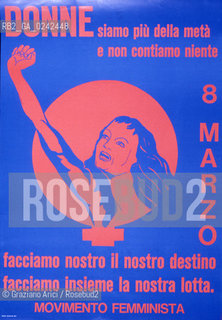 Manifesto sulla condizione della donna. Femminismo donna condizione lotta movimento politica rapporto cultura sesso potere sociale famiglia autonomia classe femmina diritto voto uguaglianza libertà parità.Manifest on the feminine condition. Woman Feminism society condition status movement policy relation sex womens rights sexism voting cultural power liberal equality relation MES.Reproducted by Archivio Graziano Arici  astga ©Graziano Arici/Rosebud2