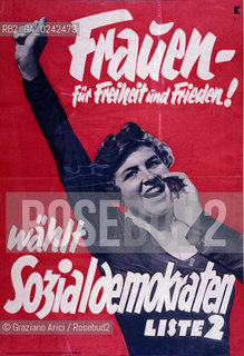 Manifesto sulla condizione della donna. Femminismo donna condizione lotta movimento politica rapporto cultura sesso potere sociale famiglia autonomia classe femmina diritto voto uguaglianza libertà parità.Manifest on the feminine condition. Woman Feminism society condition status movement policy relation sex womens rights sexism voting cultural power liberal equality relation MES.Reproducted by Archivio Graziano Arici  astga ©Graziano Arici/Rosebud2