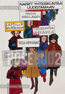 Manifesto sulla condizione della donna. Femminismo donna condizione lotta movimento politica rapporto cultura sesso potere sociale famiglia autonomia classe femmina diritto voto uguaglianza libertà parità.Manifest on the feminine condition. Woman Feminism society condition status movement policy relation sex womens rights sexism voting cultural power liberal equality relation MES.Reproducted by Archivio Graziano Arici  astga ©Graziano Arici/Rosebud2