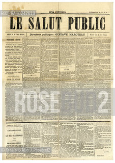 -Parigi, 1871. Pagina del quotidiano politico Le salut public,diretto da Gustave Maroteau,19 Maggio 1871,50x60cm circa. Parigi comune fotoantiche giornale quotidiano politica.-Paris,1871. Page from the political newspaper Le salut public, directed by Gustave Maroteau, dated 19 May 1871,50x60cm © Archivio Graziano Arici