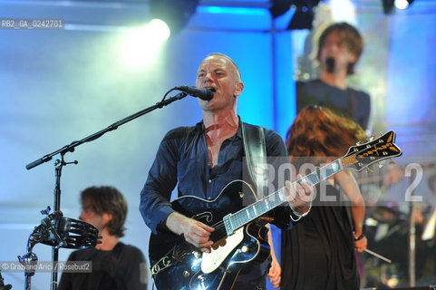 The English musician, singer-songwriter, activist, actor and philanthropist Sting (born Gordon Matthew Thomas Sumner on 2 October 1951), CBE, . Prior to starting his solo career, he was the principal songwriter, lead singer and bassist of the rock band The Police. musica pop rock cantante ©Graziano Arici/Rosebud2