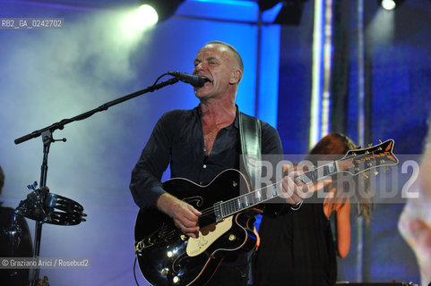 The English musician, singer-songwriter, activist, actor and philanthropist Sting (born Gordon Matthew Thomas Sumner on 2 October 1951), CBE, . Prior to starting his solo career, he was the principal songwriter, lead singer and bassist of the rock band The Police. musica pop rock cantante ©Graziano Arici/Rosebud2