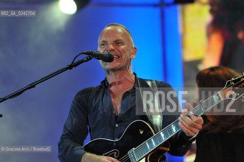 The English musician, singer-songwriter, activist, actor and philanthropist Sting (born Gordon Matthew Thomas Sumner on 2 October 1951), CBE, . Prior to starting his solo career, he was the principal songwriter, lead singer and bassist of the rock band The Police. musica pop rock cantante ©Graziano Arici/Rosebud2