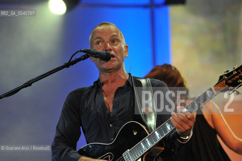 The English musician, singer-songwriter, activist, actor and philanthropist Sting (born Gordon Matthew Thomas Sumner on 2 October 1951), CBE, . Prior to starting his solo career, he was the principal songwriter, lead singer and bassist of the rock band The Police. musica pop rock cantante ©Graziano Arici/Rosebud2