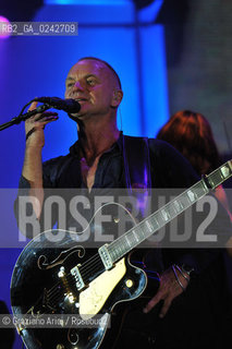 The English musician, singer-songwriter, activist, actor and philanthropist Sting (born Gordon Matthew Thomas Sumner on 2 October 1951), CBE, . Prior to starting his solo career, he was the principal songwriter, lead singer and bassist of the rock band The Police. musica pop rock cantante ©Graziano Arici/Rosebud2