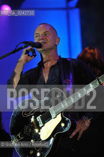The English musician, singer-songwriter, activist, actor and philanthropist Sting (born Gordon Matthew Thomas Sumner on 2 October 1951), CBE, . Prior to starting his solo career, he was the principal songwriter, lead singer and bassist of the rock band The Police. musica pop rock cantante ©Graziano Arici/Rosebud2