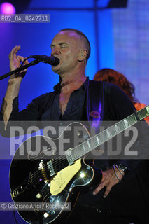 The English musician, singer-songwriter, activist, actor and philanthropist Sting (born Gordon Matthew Thomas Sumner on 2 October 1951), CBE, . Prior to starting his solo career, he was the principal songwriter, lead singer and bassist of the rock band The Police. musica pop rock cantante ©Graziano Arici/Rosebud2