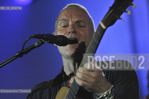 The English musician, singer-songwriter, activist, actor and philanthropist Sting (born Gordon Matthew Thomas Sumner on 2 October 1951), CBE, . Prior to starting his solo career, he was the principal songwriter, lead singer and bassist of the rock band The Police. musica pop rock cantante ©Graziano Arici/Rosebud2